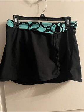 Ocean Dream Black Skirt with Turquoise Patterned Waistband size 12